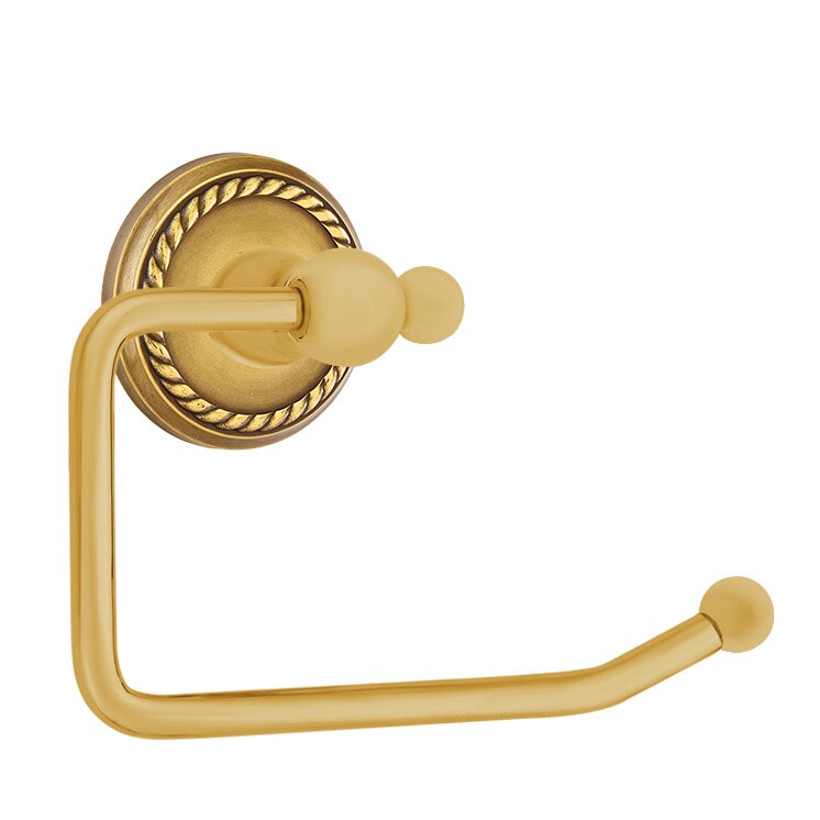 Emtek Traditional Brass Paper Holder - Bar Style with Rope Rosette
