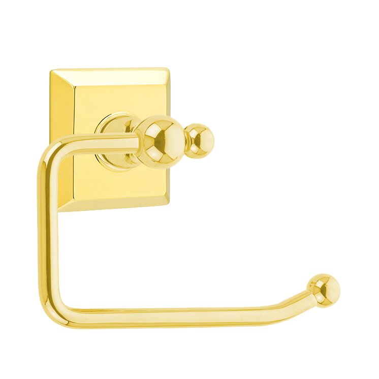 Emtek Traditional Brass Paper Holder - Bar Style with Quincy Rosette