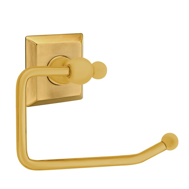 Emtek Traditional Brass Paper Holder - Bar Style with Quincy Rosette