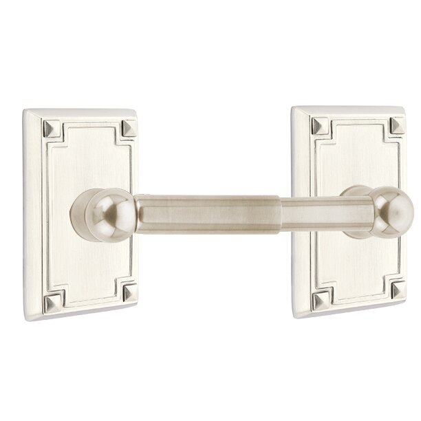 Emtek Traditional Brass Paper Holder - Spring Rod Style with Arts & Crafts Rosette