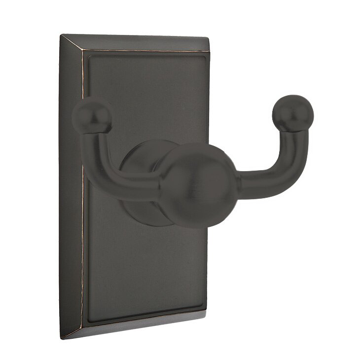 Emtek Traditional Brass Double Hook with Rectangular Rosette