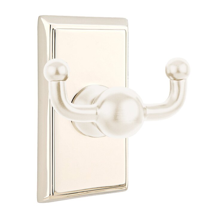 Emtek Traditional Brass Double Hook with Rectangular Rosette