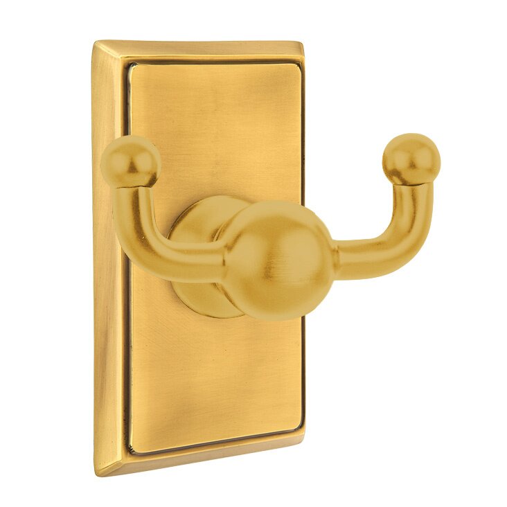 Emtek Traditional Brass Double Hook with Rectangular Rosette