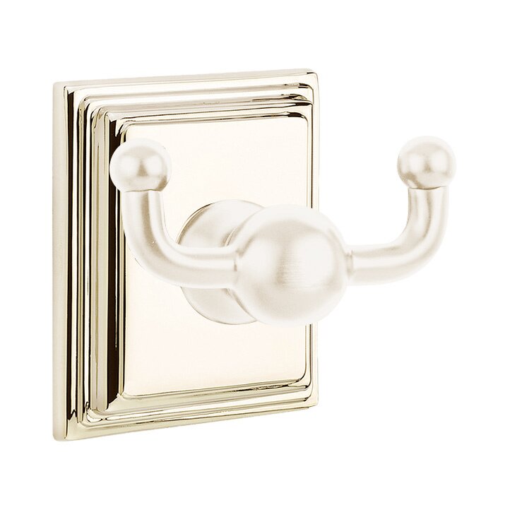 Emtek Traditional Brass Double Hook with Wilshire Rosette
