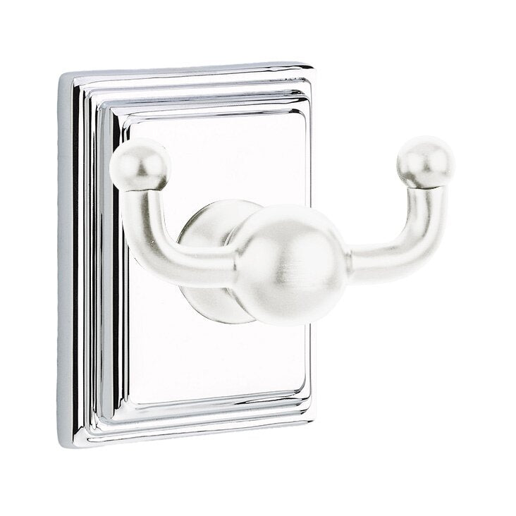 Emtek Traditional Brass Double Hook with Wilshire Rosette