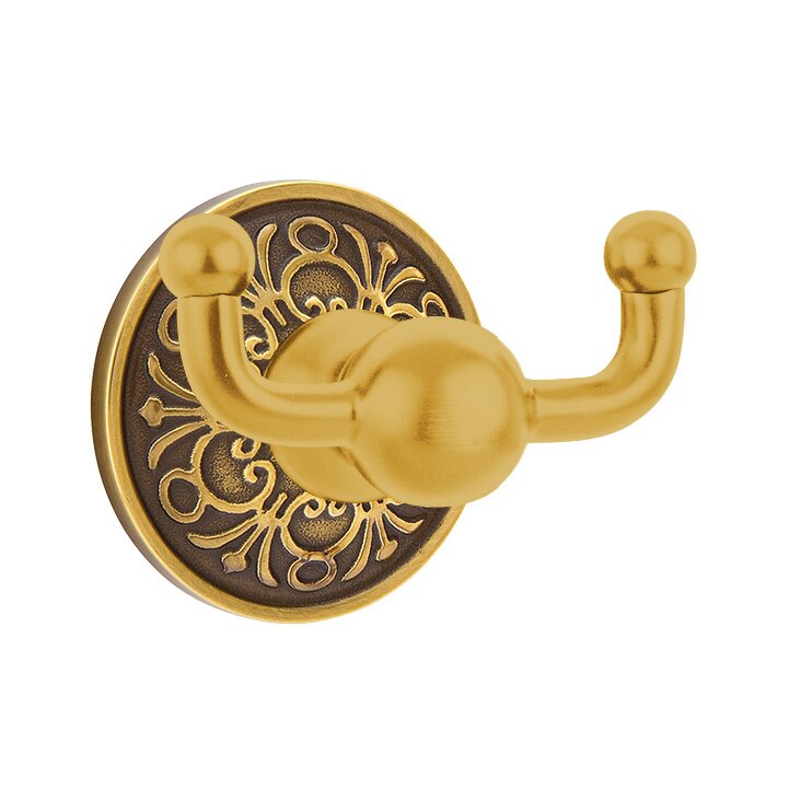 Emtek Traditional Brass Double Hook with Lancaster Rosette