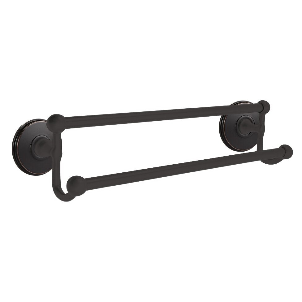 Emtek Traditional Brass Double Towel Bar with Watford Rosette