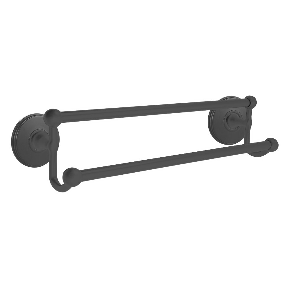 Emtek Traditional Brass Double Towel Bar with Watford Rosette