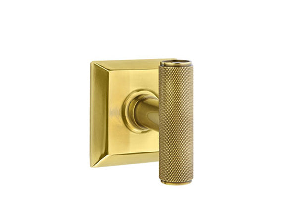 Emtek Studio Brass Door Handles - Ace Knurled Knob with Quincy Rosette
