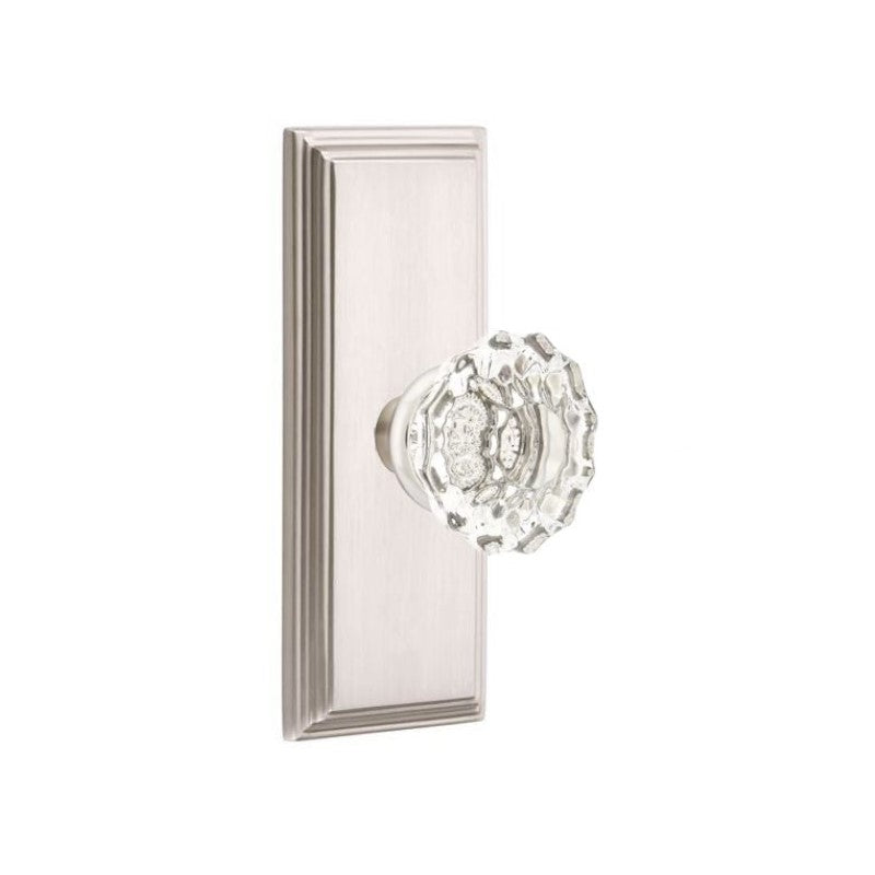 Emtek Door Handle - Astoria Knob 7" Wilshire Sideplate - Glass