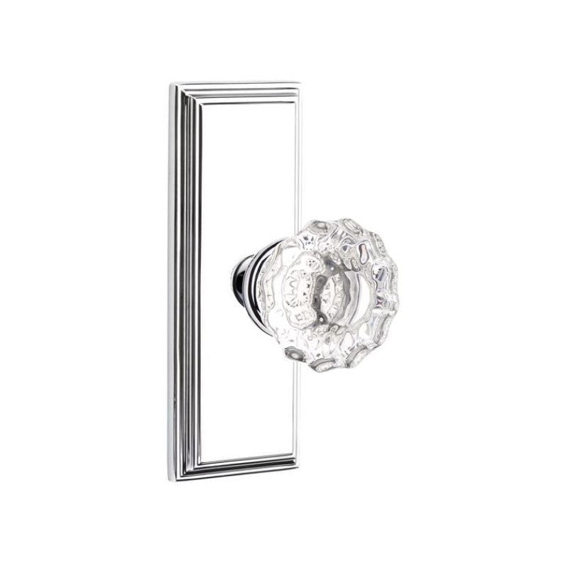 Emtek Door Handle - Astoria Knob 7" Wilshire Sideplate - Glass