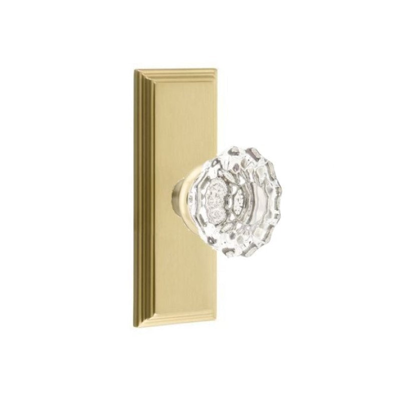Emtek Door Handle - Astoria Knob 7" Wilshire Sideplate - Glass