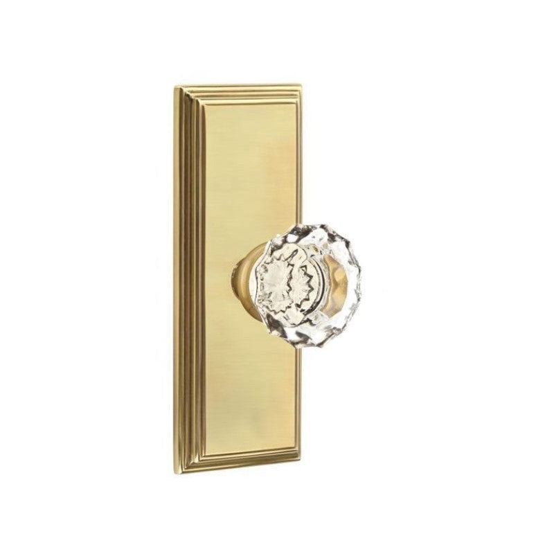 Emtek Door Handle - Astoria Knob 7" Wilshire Sideplate - Glass