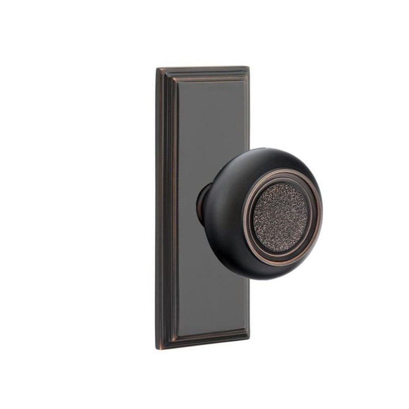 Emtek Door Handle - Belmont Knob 7" Wilshire Sideplate - Designer Brass