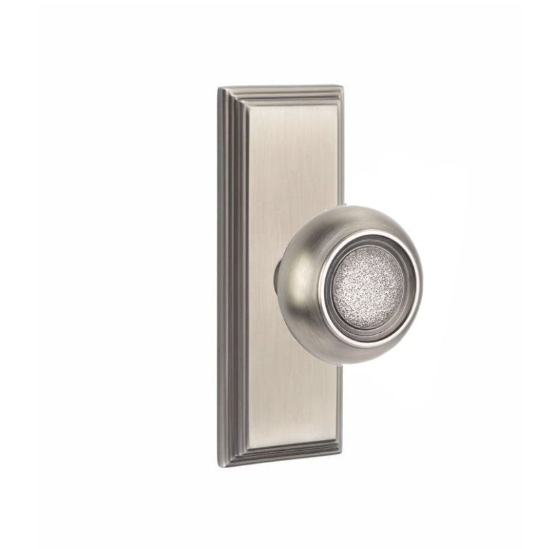 Emtek Door Handle - Belmont Knob 7" Wilshire Sideplate - Designer Brass