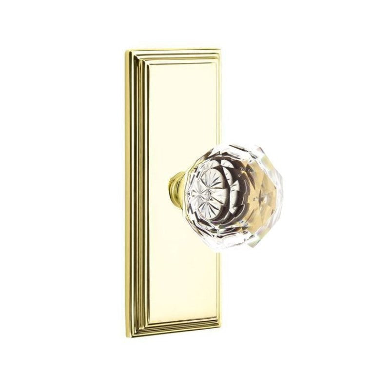 Emtek Door Handle - Diamond Knob 7" Wilshire Sideplate - Glass