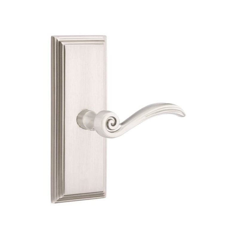 Emtek Door Handle - Elan Lever 7" Wilshire Sideplate - Designer Brass