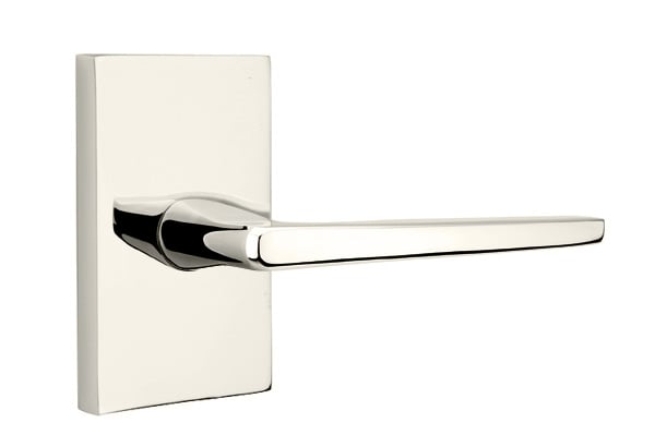 Emtek Hermes Lever with Modern Rectangular Rosette
