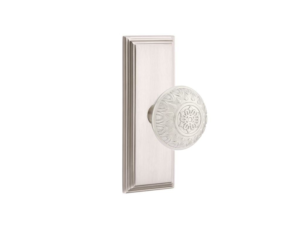 Emtek Door Handle - Lancaster Knob 7" Wilshire Sideplate - Designer Brass