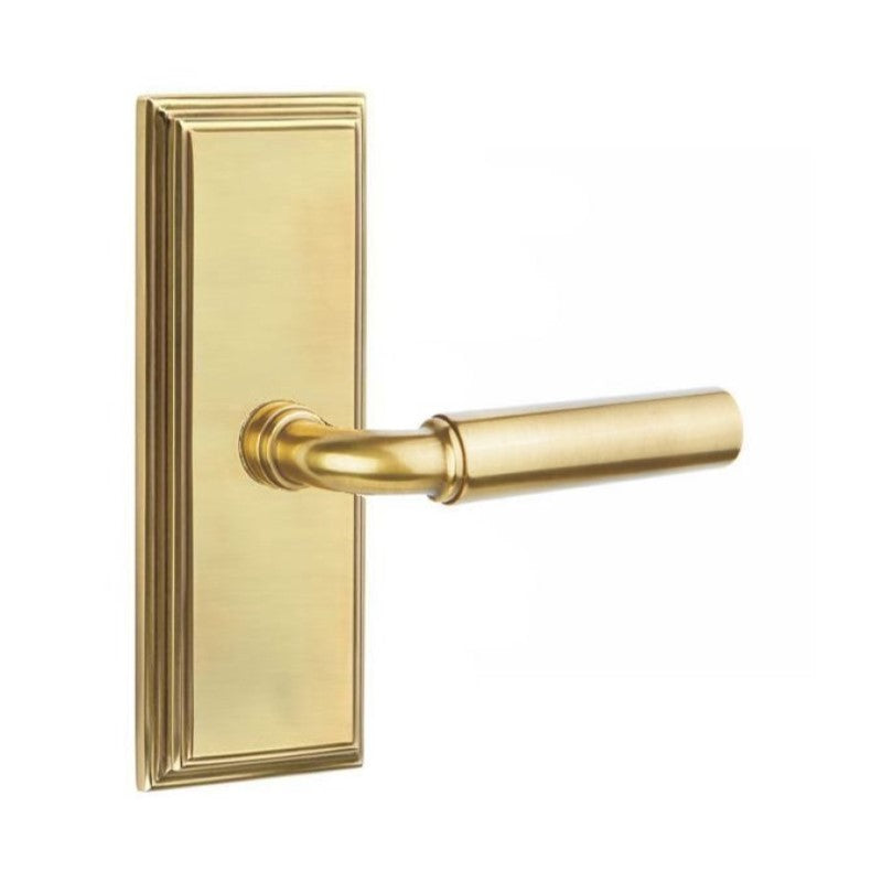 Emtek Door Handle - Manning Lever 7" Wilshire Sideplate - Classic Brass