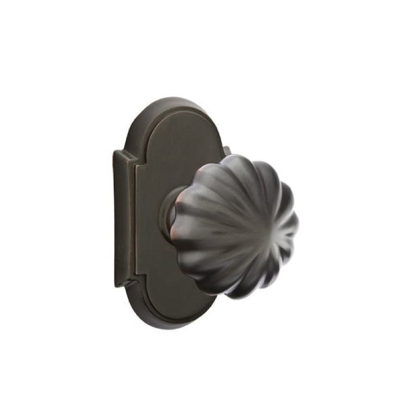 Emtek Door Handle - Melon Knob #8 Rosette - Classic Brass