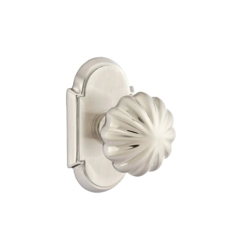 Emtek Door Handle - Melon Knob #8 Rosette - Classic Brass