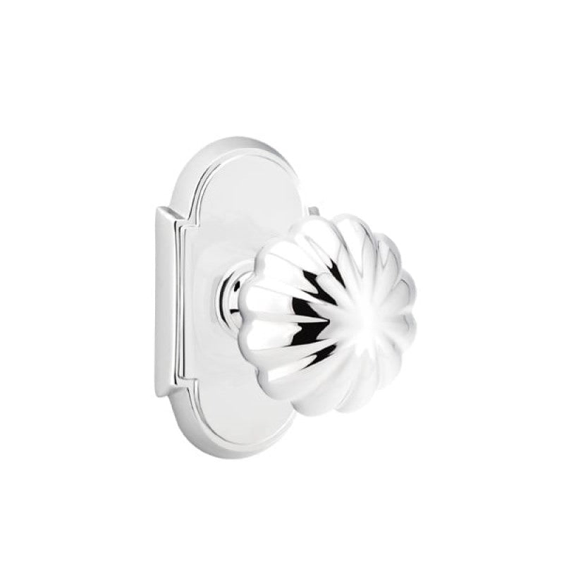 Emtek Door Handle - Melon Knob #8 Rosette - Classic Brass