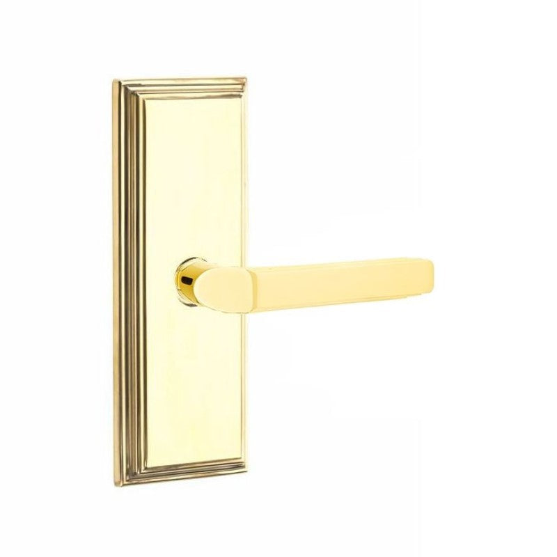Emtek Door Handle - Milano Lever 7" Wilshire Sideplate - Classic Brass