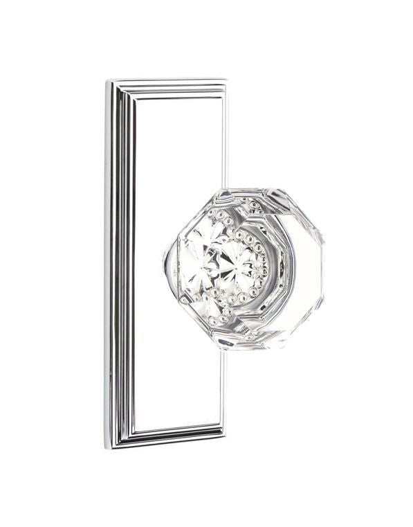 Emtek Door Handle - Old Town Glass Knob, 7" Wilshire Sideplate