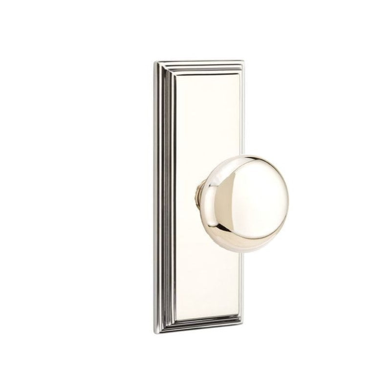 Emtek Door Handle - Providence Knob 7" Wilshire Sideplate - Classic Brass