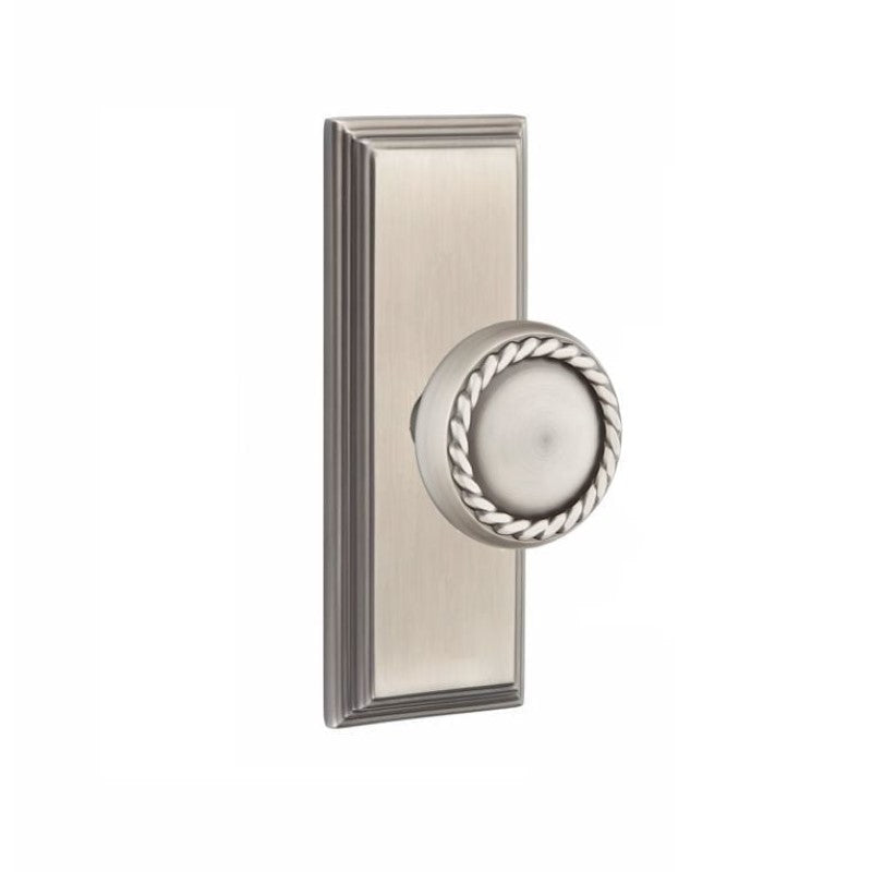 Emtek Door Handle - Rope Knob 7" Wilshire Sideplate - Designer Brass