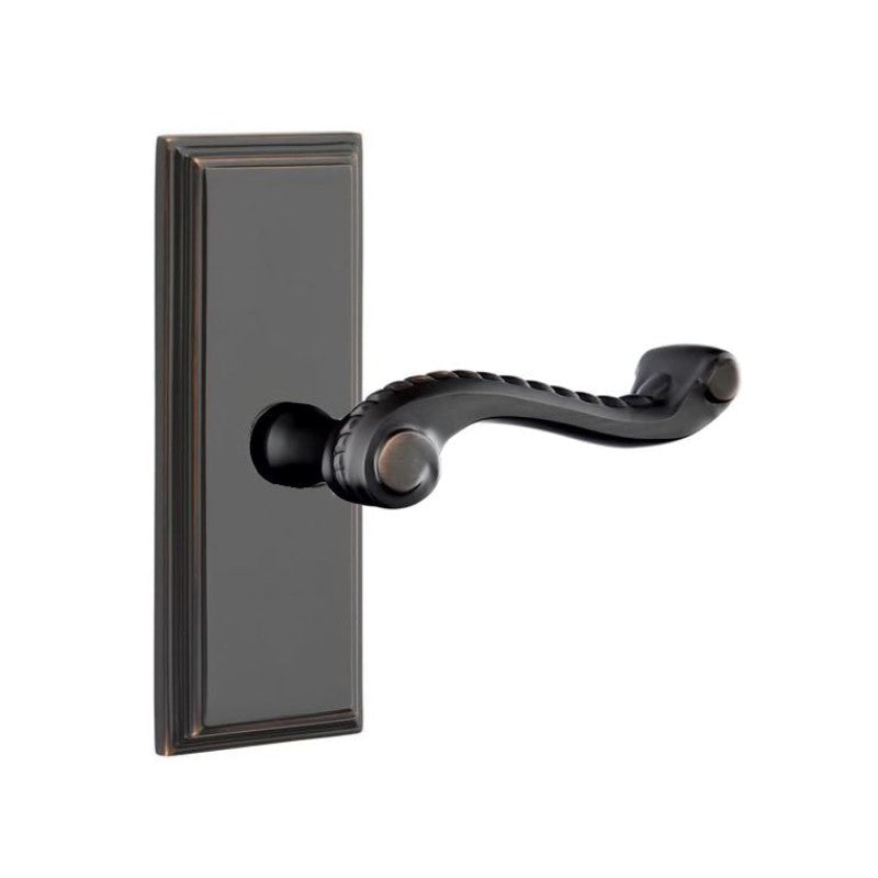 Emtek Door Handle - Rope Lever 7" Wilshire Sideplate - Designer Brass