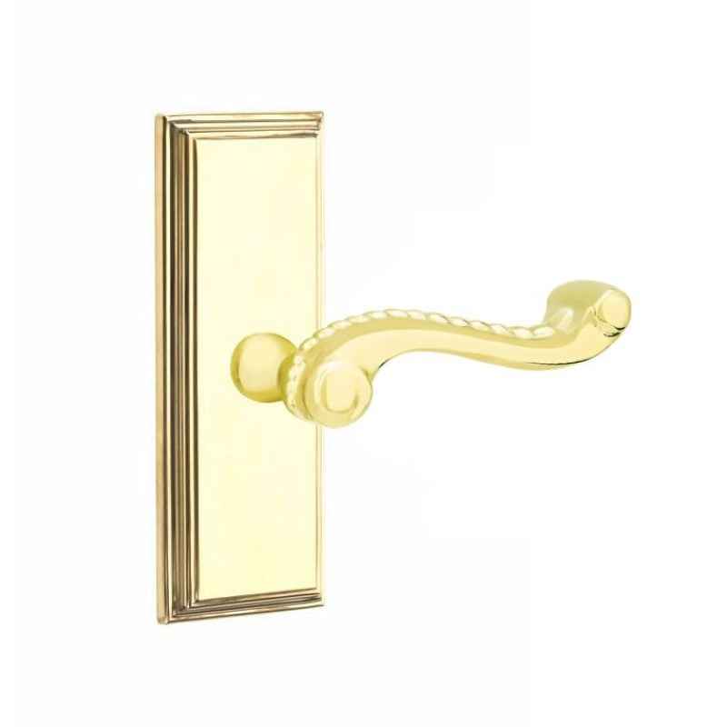 Emtek Door Handle - Rope Lever 7" Wilshire Sideplate - Designer Brass