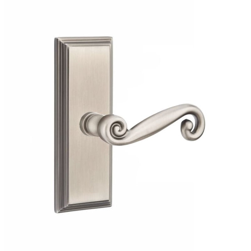 Emtek Door Handle - Rustic Lever 7" Wilshire Sideplate - Designer Brass