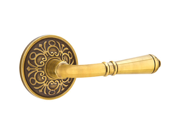 Emtek Door Handle - Turino Lever Lancaster Rosette - Classic Brass