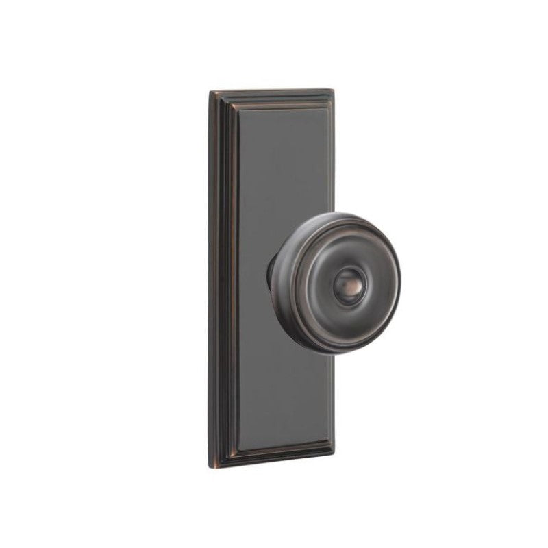 Emtek Door Handle - Waverly Knob 7" Wilshire Sideplate - Classic Brass