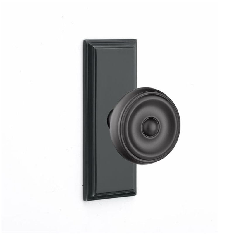 Emtek Door Handle - Waverly Knob 7" Wilshire Sideplate - Classic Brass