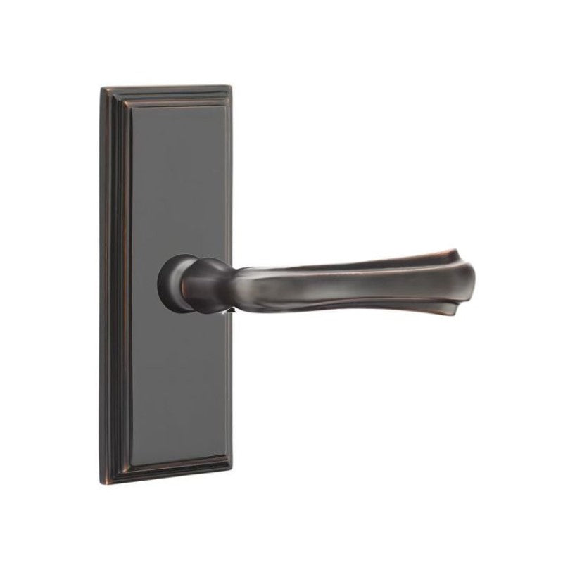 Emtek Door Handle - Wembley Lever 7" Wilshire Sideplate - Designer Brass