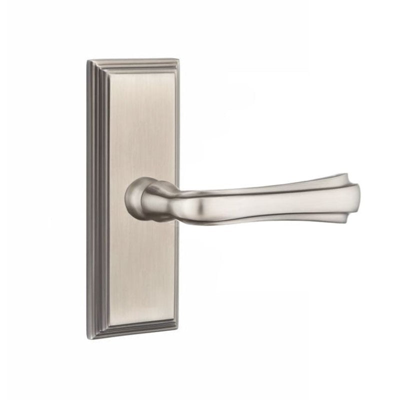 Emtek Door Handle - Wembley Lever 7" Wilshire Sideplate - Designer Brass