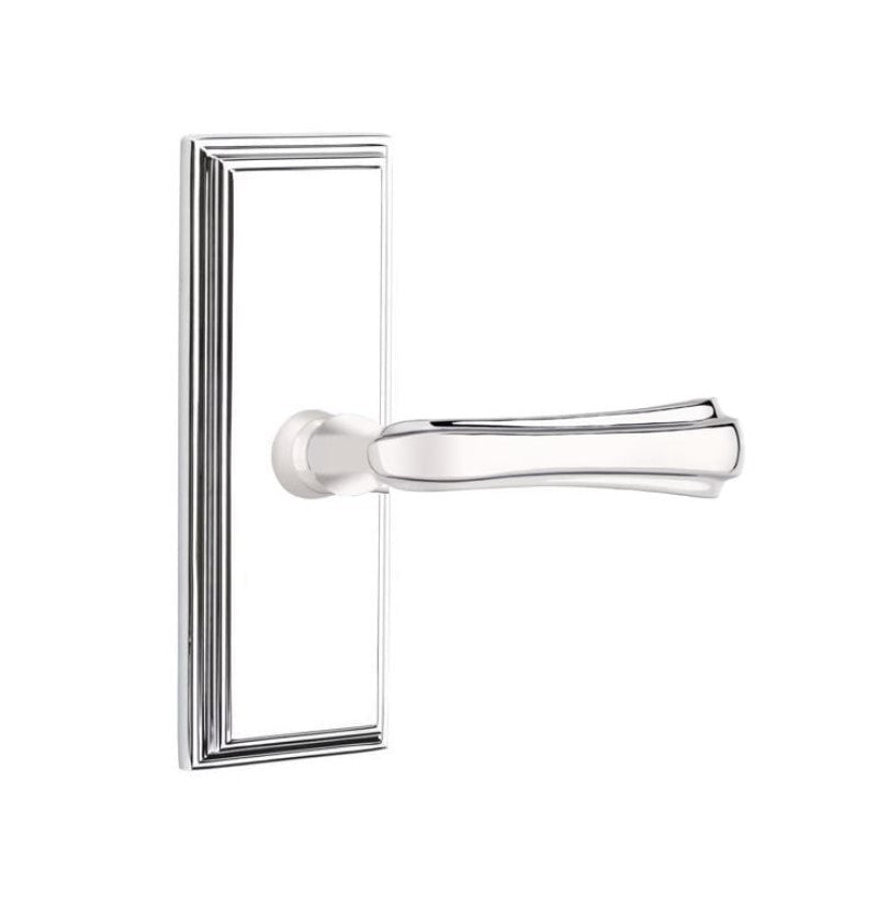 Emtek Door Handle - Wembley Lever 7" Wilshire Sideplate - Designer Brass