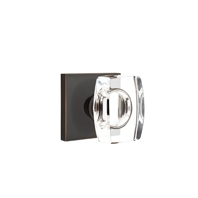 Emtek Modern Glass Knobsets - Windsor Glass Knob with Square Rosette