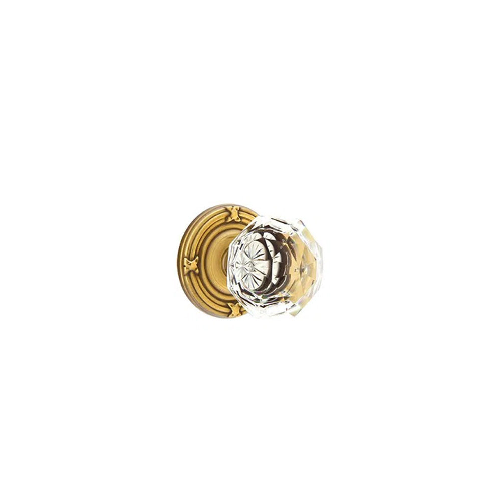 Emtek Door Handle - Diamond Knob Ribbon & Reed Rosette - Glass