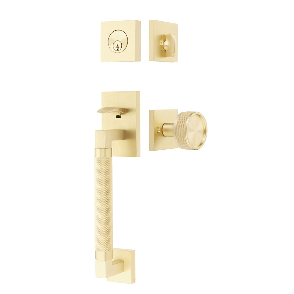 Emtek Brass Tubular Entrance Handlesets - Hercules Knurled Sectional