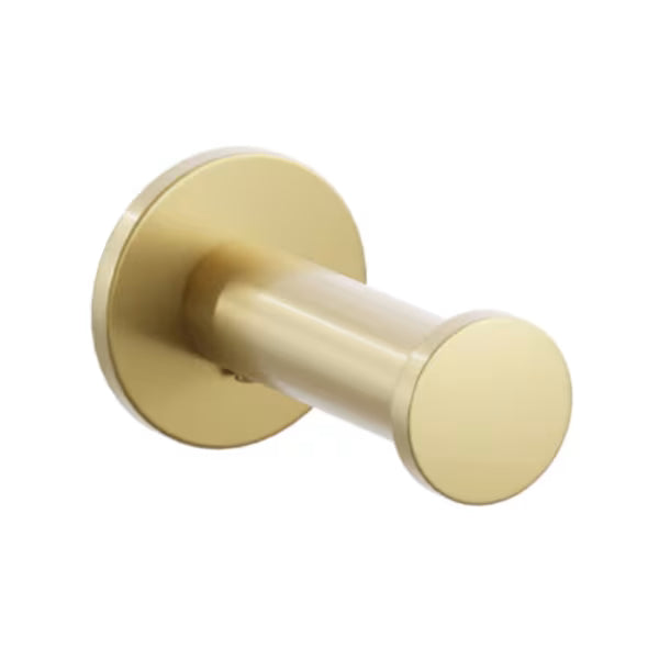 Modern Tubular Brass Single Robe Hook with Rosette