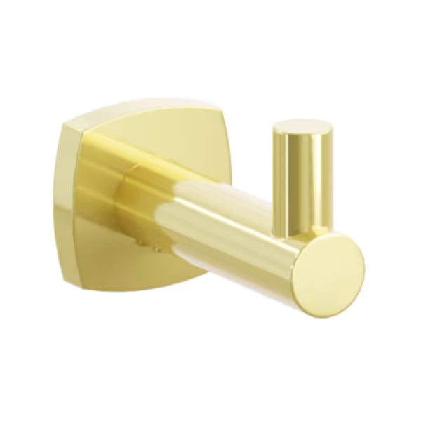 Modern Tubular Brass Single Hook with Rosette