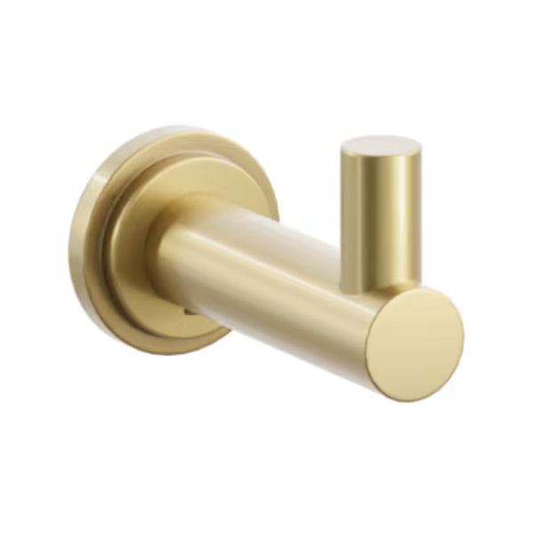 Modern Tubular Brass Single Hook with Rosette