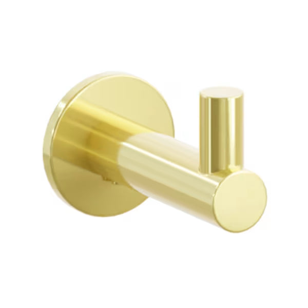Modern Tubular Brass Single Hook with Rosette
