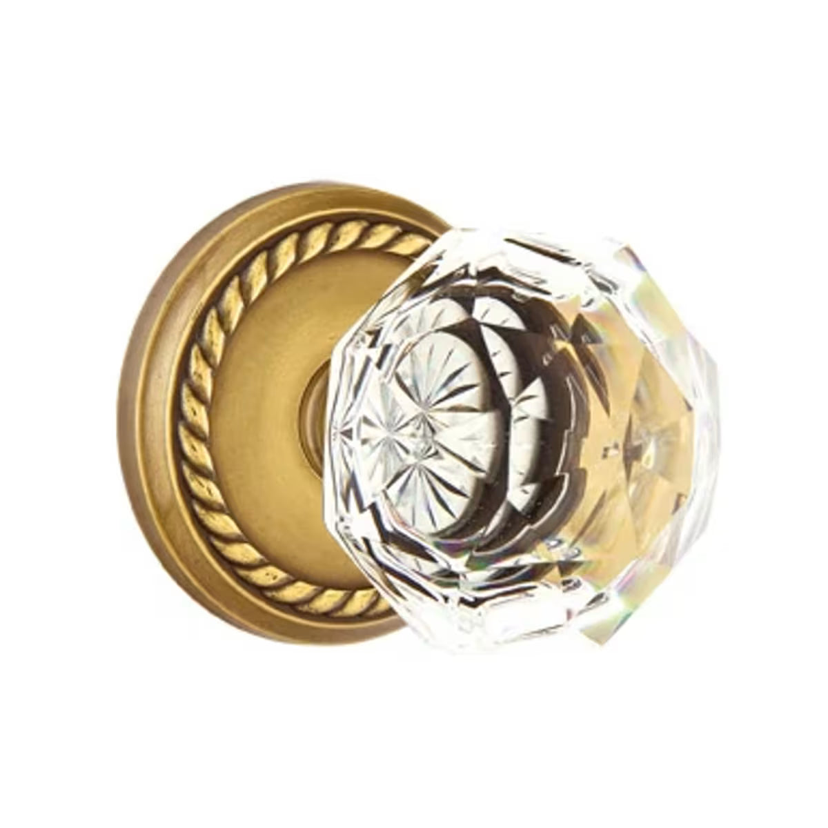 Emtek Door Handle - Diamond Knob Rope Rosette - Glass