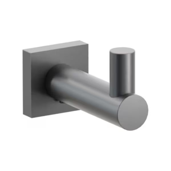 Modern Tubular Brass Single Hook with Rosette