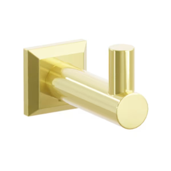 Modern Tubular Brass Single Hook with Rosette